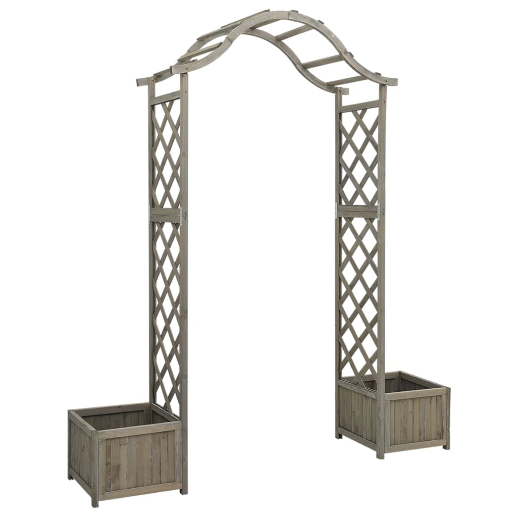 vidaXL Madera Maciza de Abeto Pérgola de Jardín con Jardinera Maceta Planta Color Marrón,  Gris, y mas