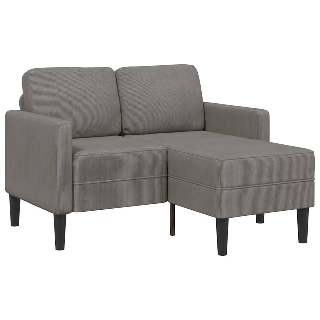 vidaXL Sofá de 2 plazas con chaise longue en forma L gris claro 125 cm