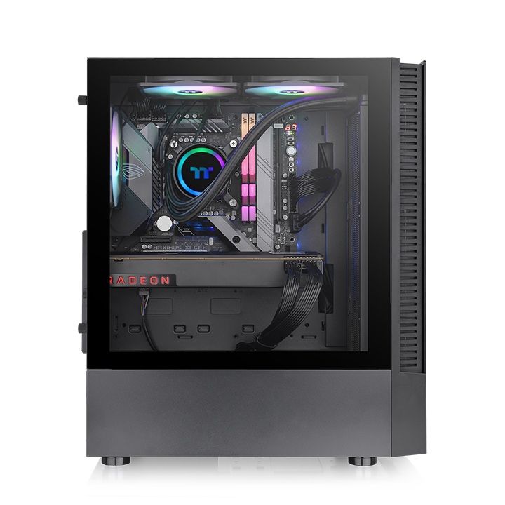 Thermaltake - Caja para PC View 200 TG ARGB ATX con panel lateral de vidrio templado, soporte para ventiladores RGB, USB 3.0 superior y gestión avanzada de cables, modelo CA-1X3-00M1WN-00