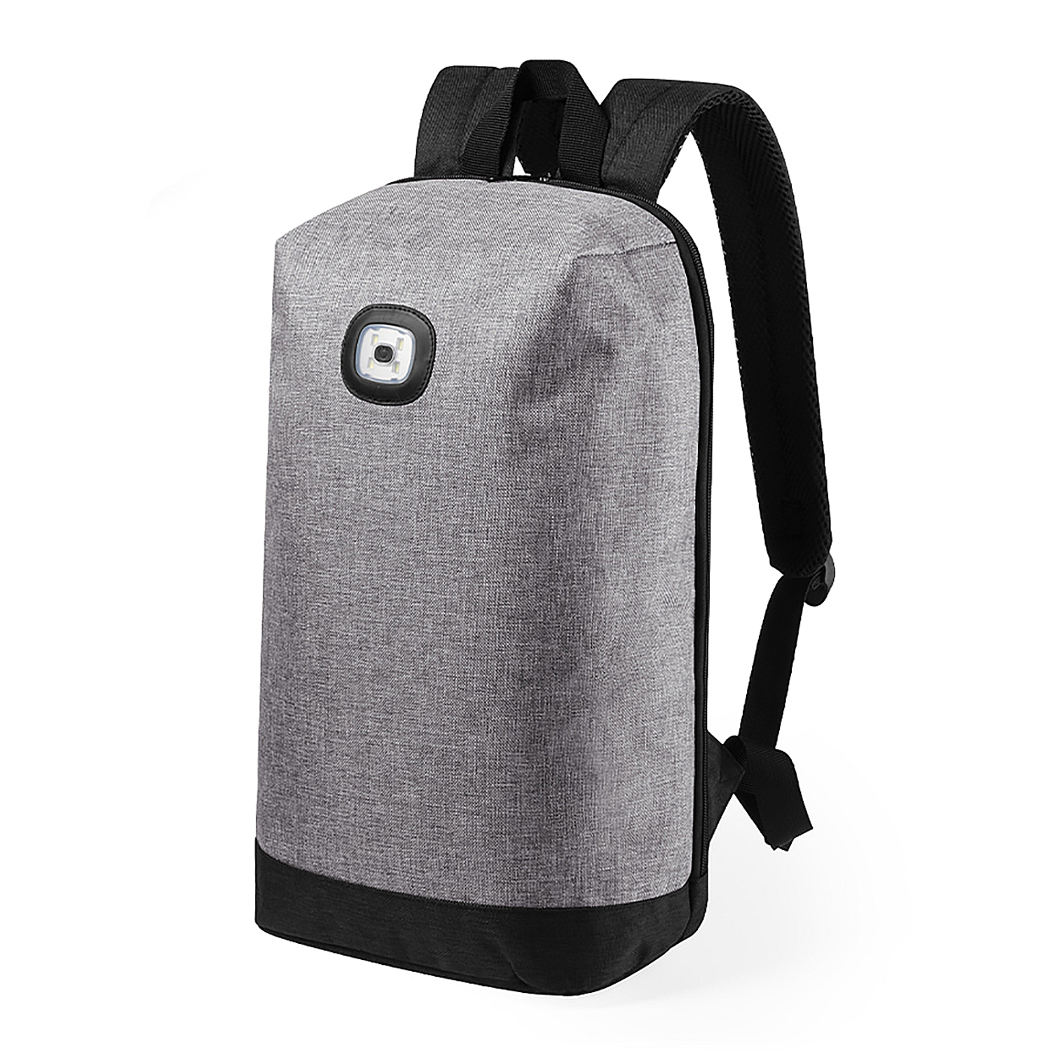 DAM Mochila Indicador 4 Ledes. 3 Posiciones de Luz, Fija e Intermitente. Bolsillo Acolchado para Portátil 30x43x13,5 Cm. Color: Gris