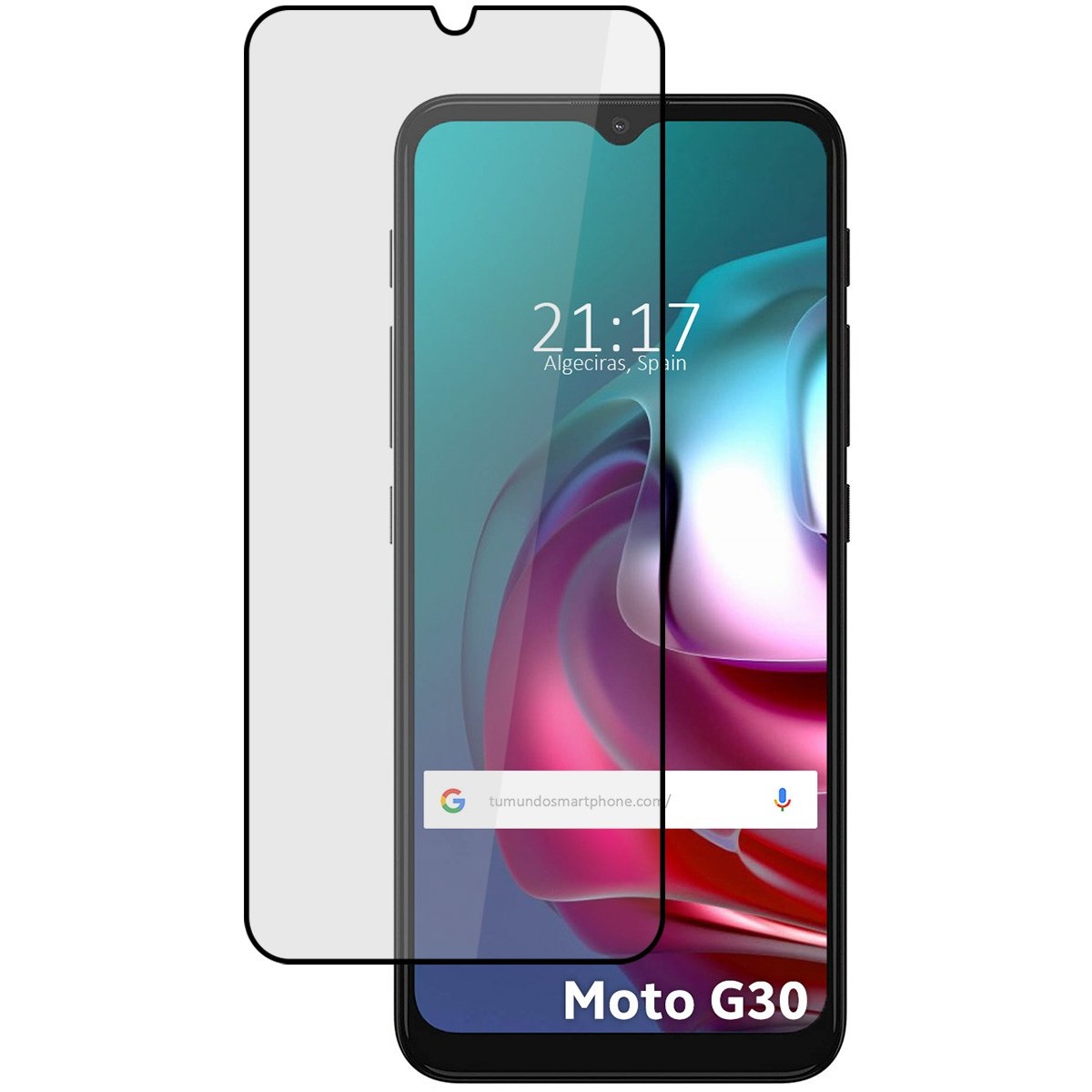 Tumundosmartphone Protector Cristal Templado Completo 5D Full Glue Negro para Moto G10 / G20 / G30