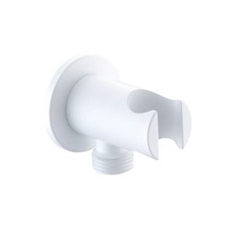 Imex SFD002/BL soporte para ducha con salida de flexo base circular fabricado en latón blanco