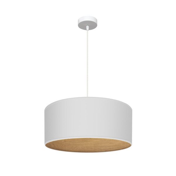 FABRILAMP Colgante Tania 1xe27 Blanco/blanco-madera Clara Regx50x50 Cm