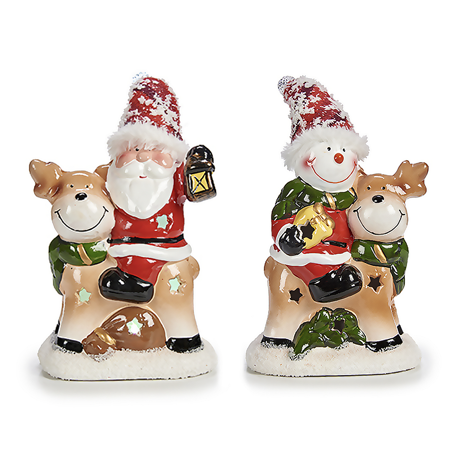 DAM. Pack de 2 figuras Papá Noel y muñeco de nieve. 13x8x23cm