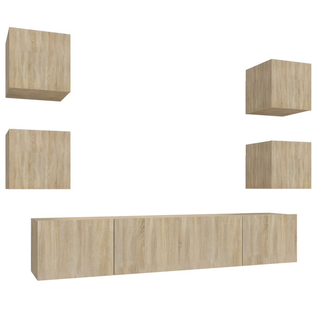 Vidaxl Muebles de TV 6 Piezas Madera Contrachapada 80x30x30 Cm