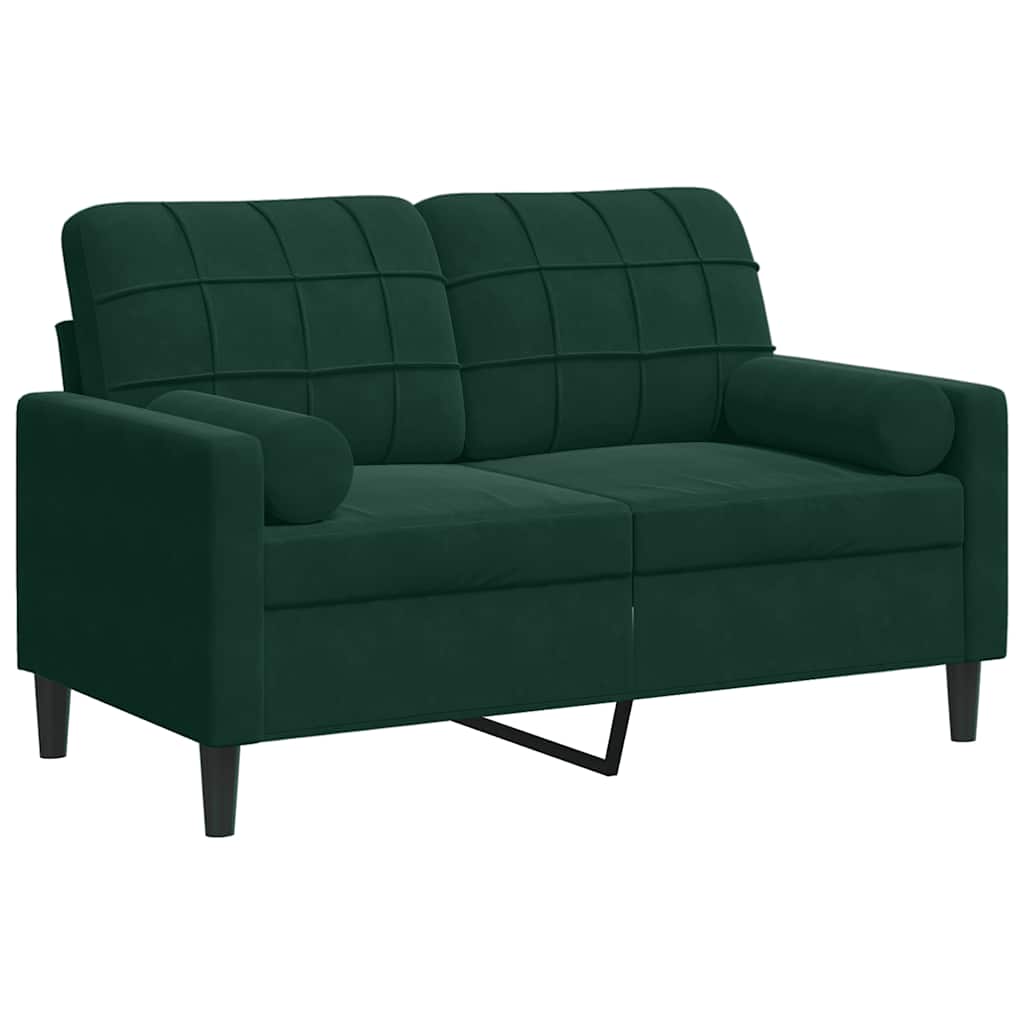 vidaXL Sofá de 2 plazas con cojines terciopelo verde oscuro 120 cm