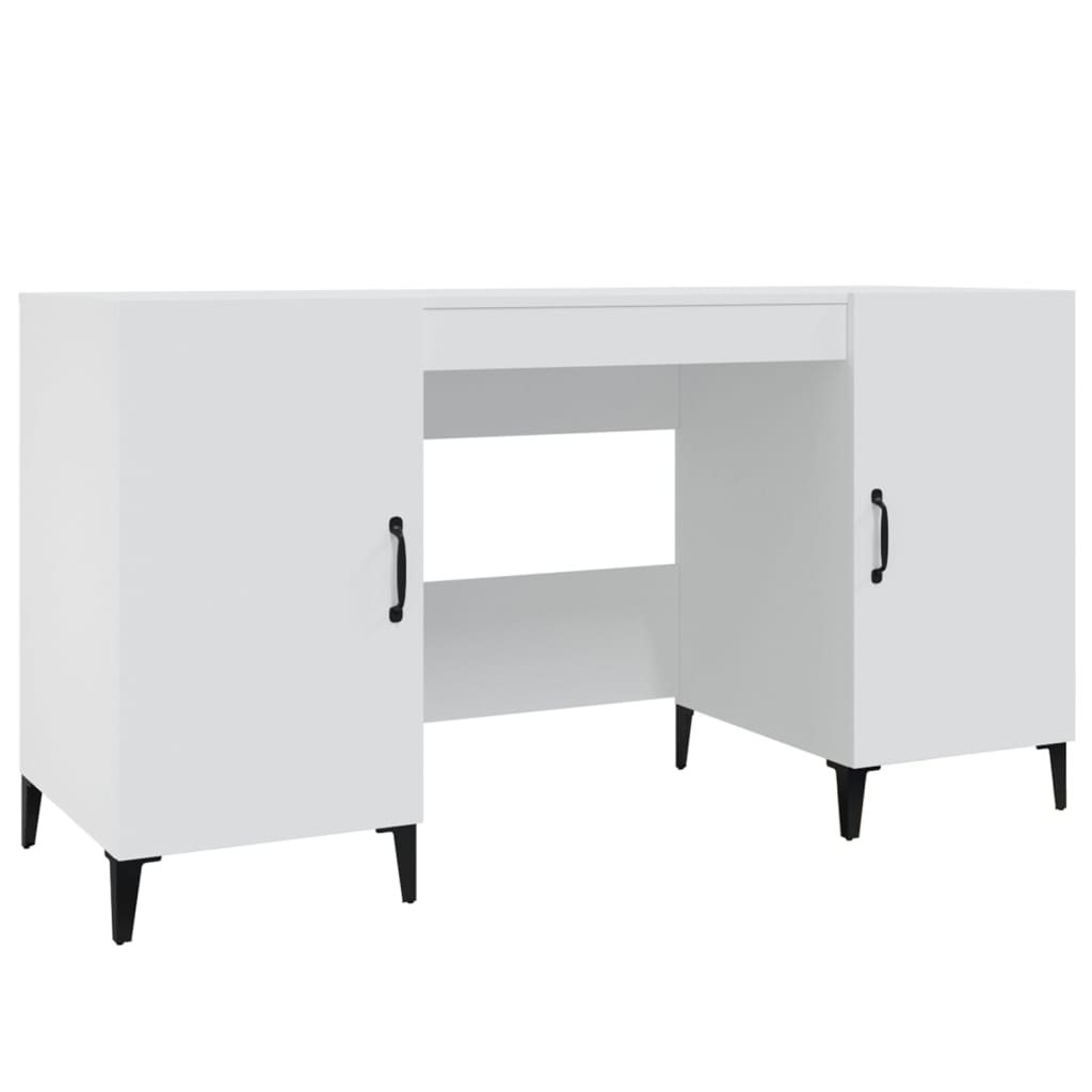 vidaXL Escritorio de madera contrachapada blanco 140x50x75 cm