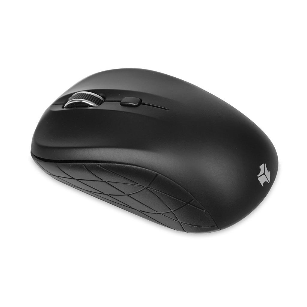 Ibox i009w wireless optical mouse in black, 1600 DPI resolution, 2.4 GHz frequency, 3 buttons, ambidextrous design, and USB nano receiver included, perfect for PC and laptop use, features customizable motion resolution and plug-and-play convenience.