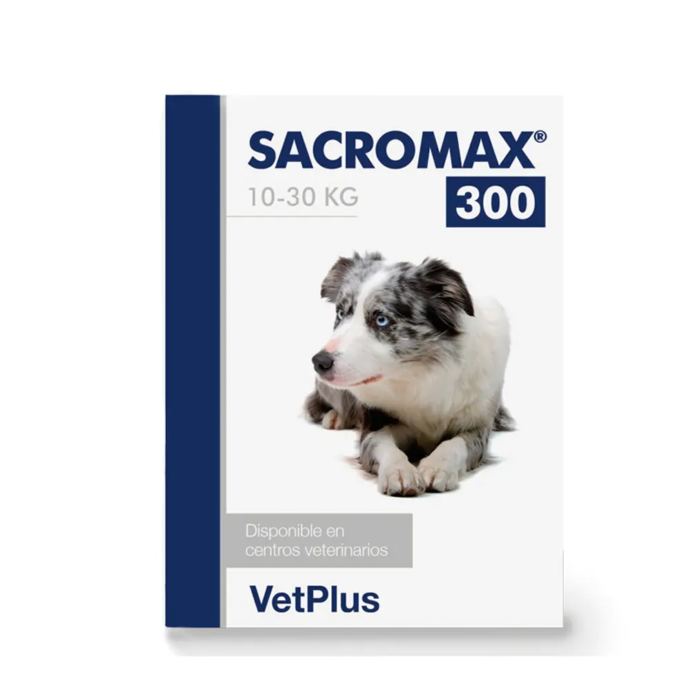 Sacromax 300 para perros de razas medianas entre 10 y 30 kg de peso 30 sobres suplemento hepático VetPlus