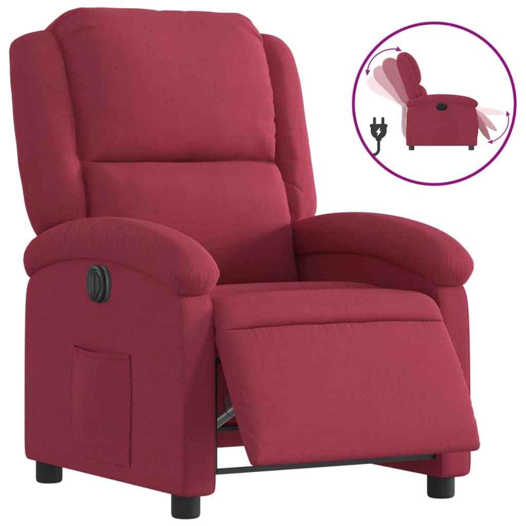 vidaXL Sillón reclinable eléctrico de terciopelo rojo tinto