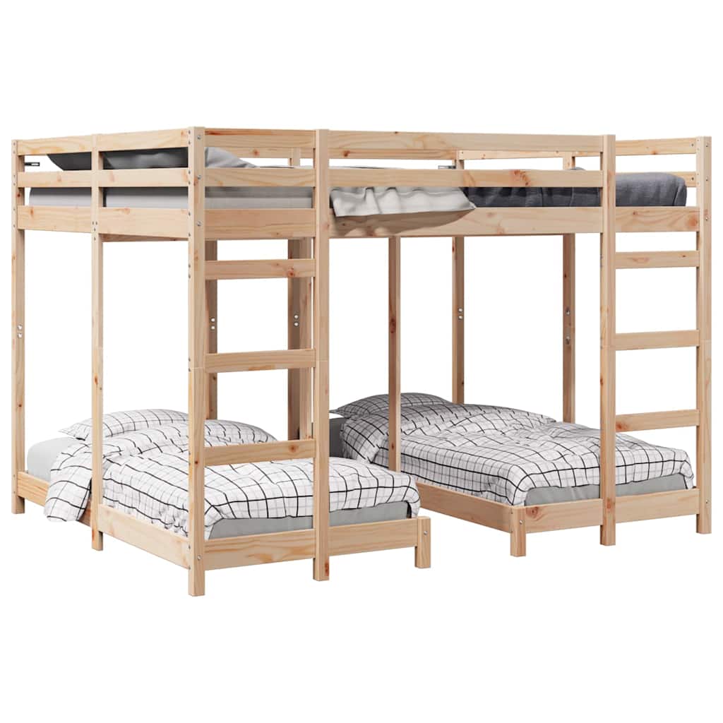 vidaXL Estructura de litera triple Madera de pino macizo Muebles Dormitorio Multitalla