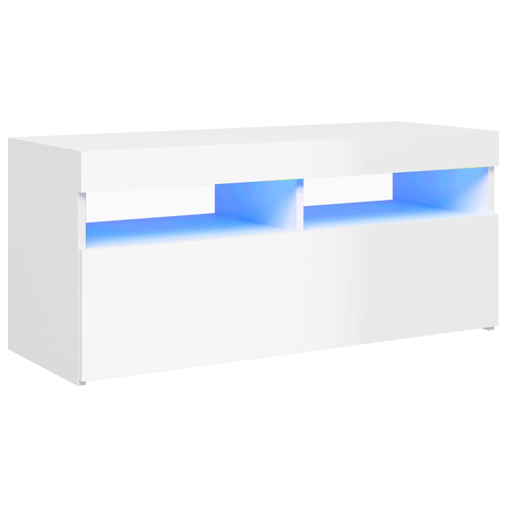 vidaXL Mueble de TV con luces LED 90x35x40 cm, Mueble de Salon, Mueble TV, Mueble TV salon, Mesa de TV, Mueble tele