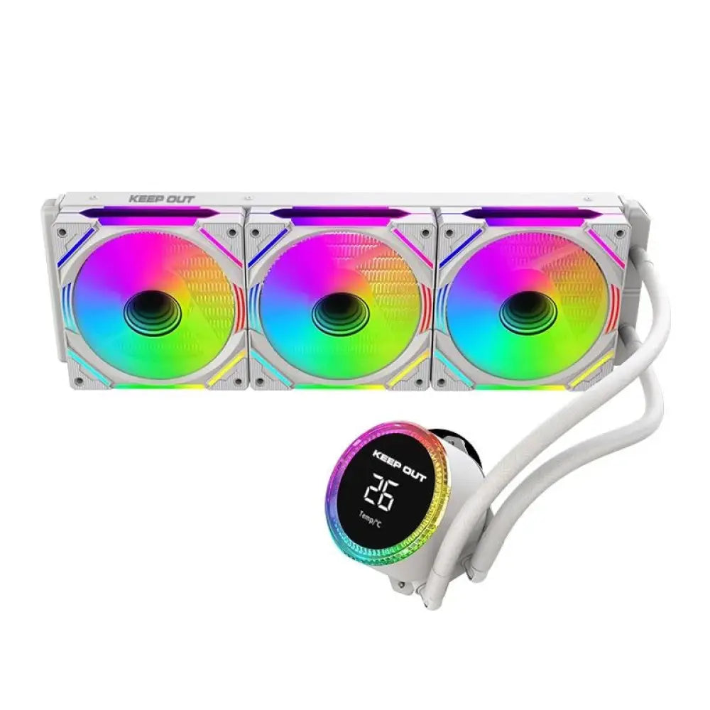 Refrigerador Líquido Keep Out XWC-360PRO Blanco 3 Ventiladores ARGB 360mm Display CPU