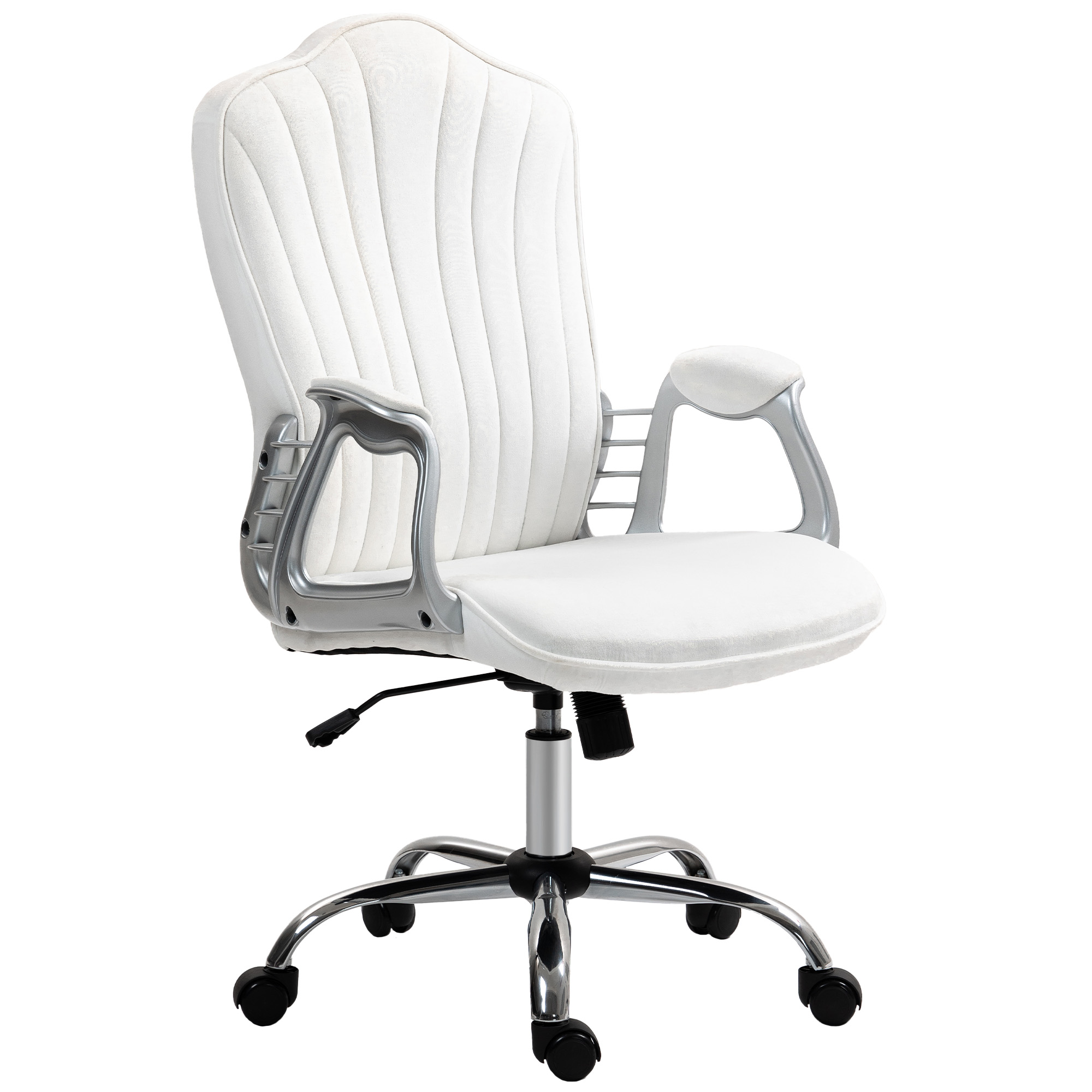 HOMCOM Silla de Oficina Silla de Escritorio Giratoria con Altura Ajustable Reposabrazos Respaldo Curvado Función de Basculante