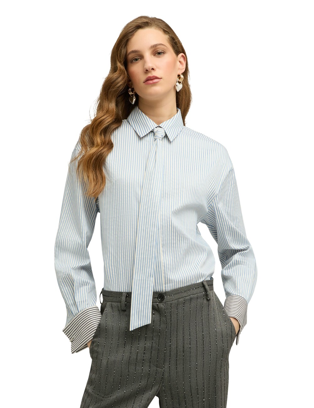 Motivi - Camisa de popelín a rayas con corbata