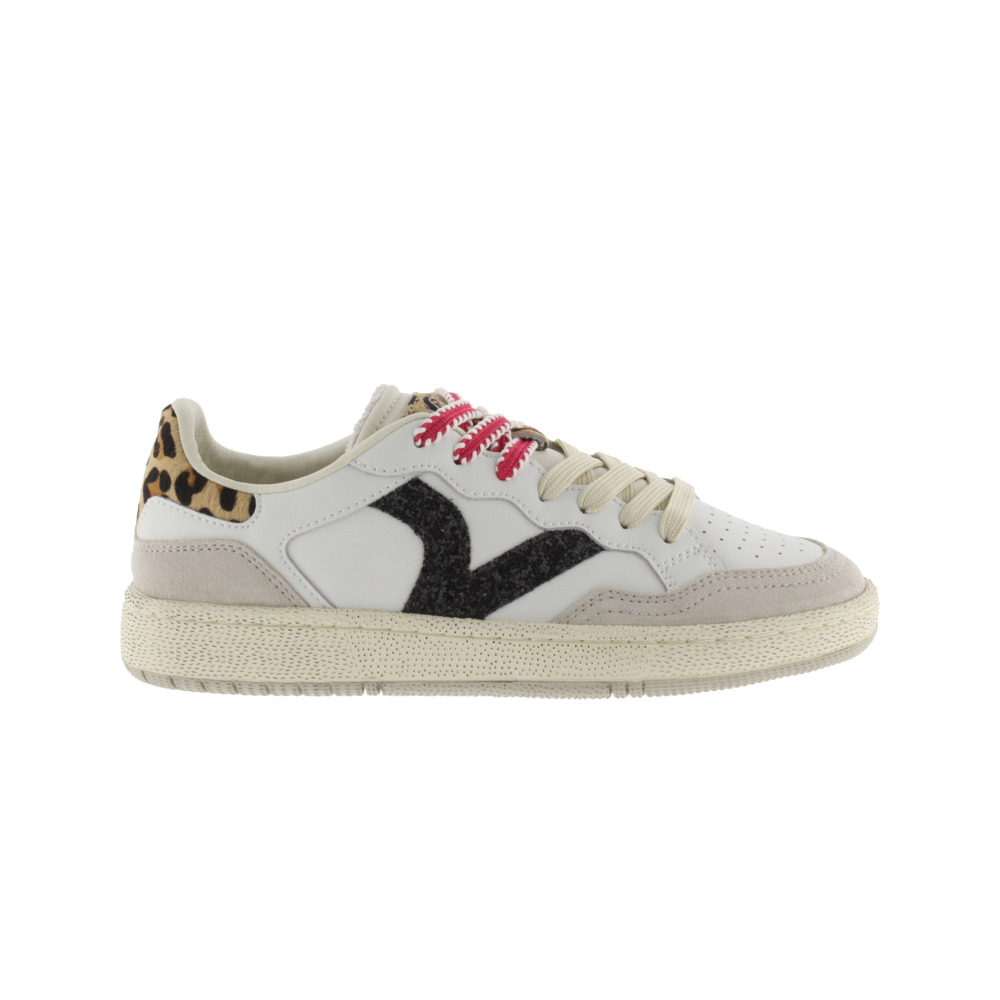 Victoria 1985 SMASH Zapatillas de piel con piezas de glitter y animal print 8806117