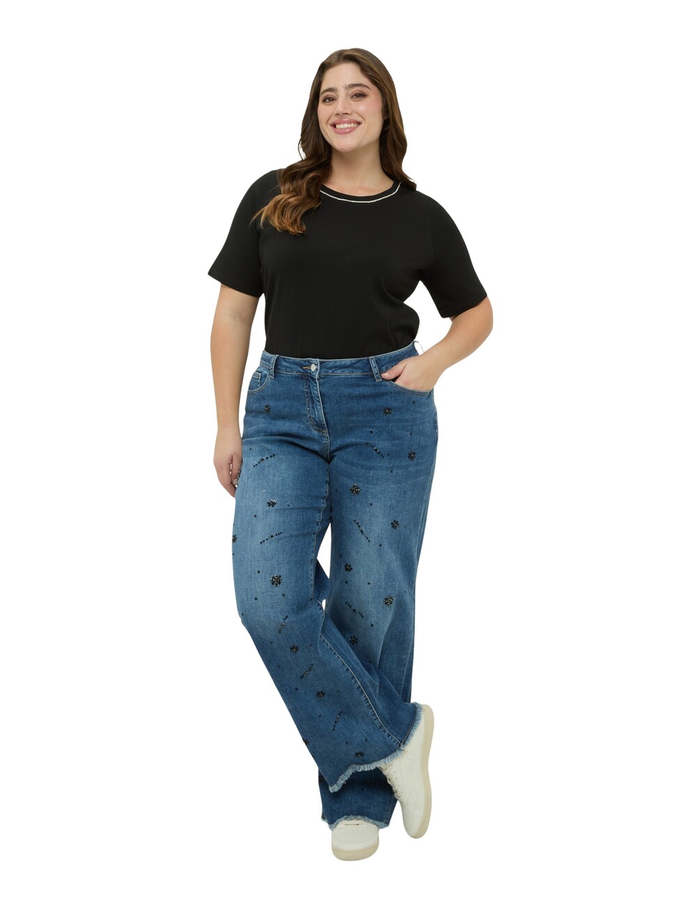Fiorella Rubino - Camiseta de algodón con aplicaciones luminosas