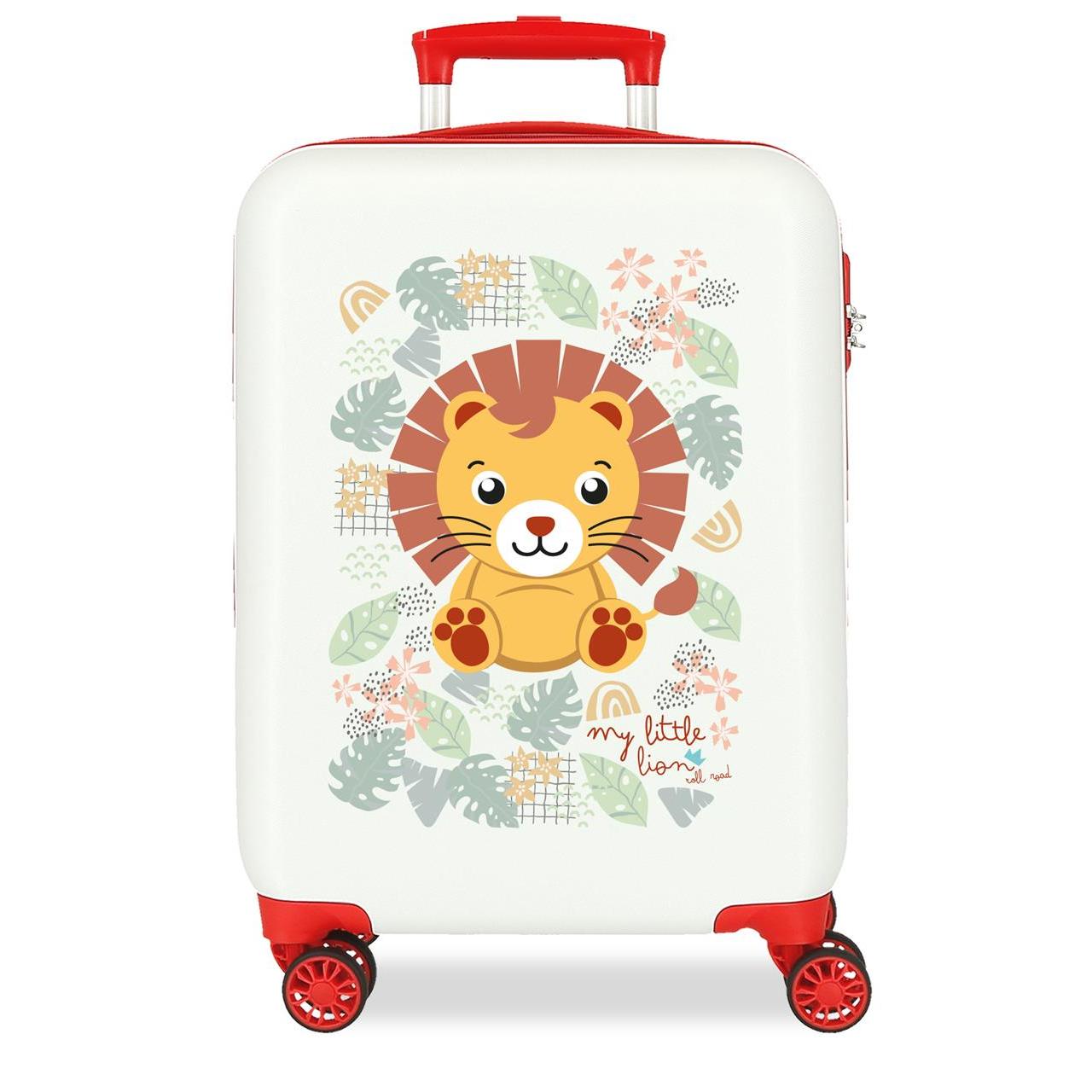 Maleta de cabina Roll road Happy pets Lion blanco 50x33x20cm
