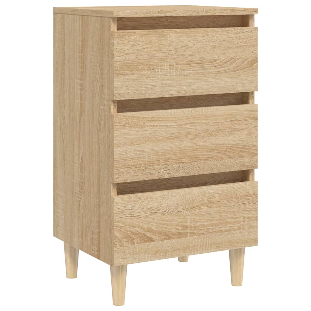 Vidaxl Mesita de Noche con Patas de Madera Maciza 40x35x69 Cm Blanco