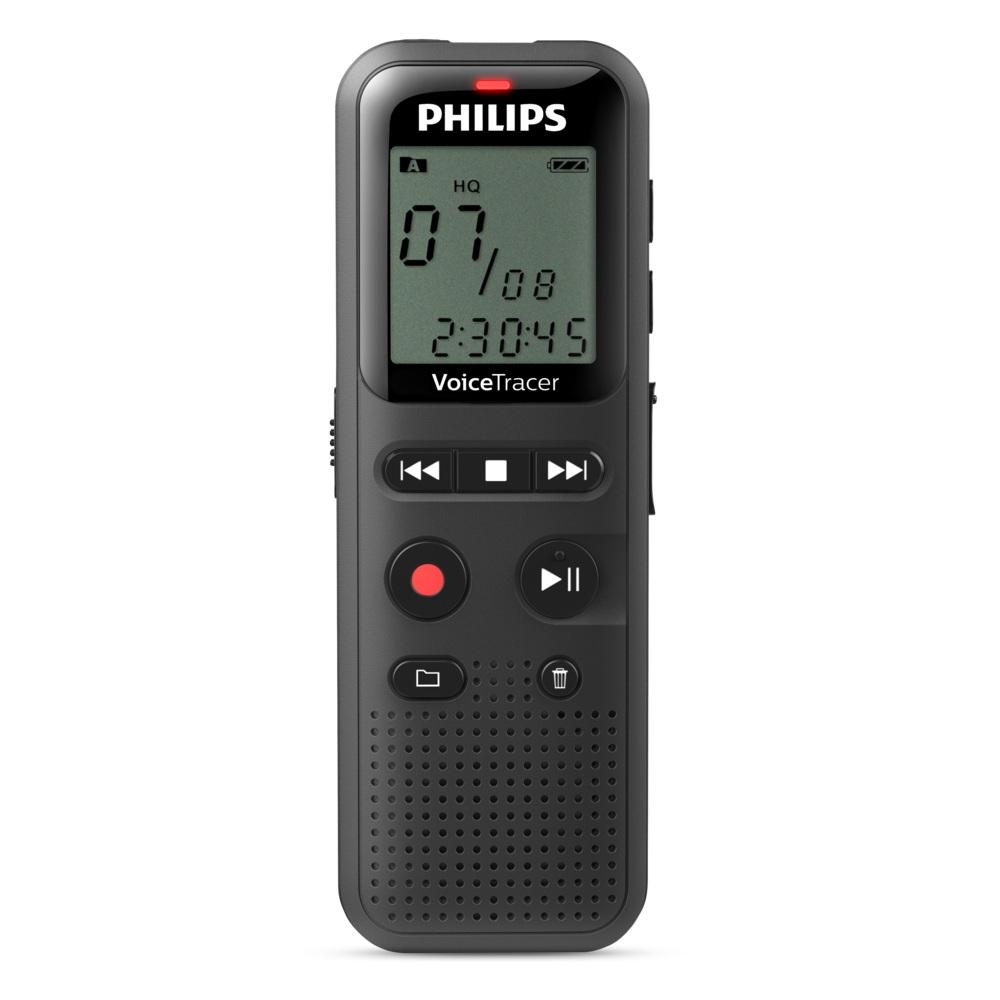 PHILIPS DVT1160 Grabadora de audio VoiceTracer Color Negro, 8GB de memoria, Flash NAND, 1.29" LCD