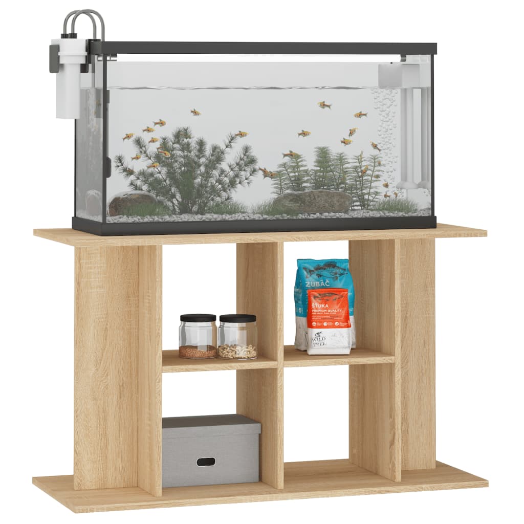 vidaXL Soporte de acuario madera ingeniería 100x40x60 cm Color Blanco brillante,  Gris hormigón,  Roble ahumado y mas