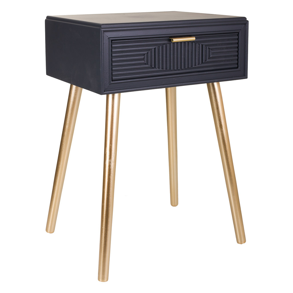 Wonderlust Deco - Mesita de madera gris oscuro 47x39x67 Gris 47x39x67h cm