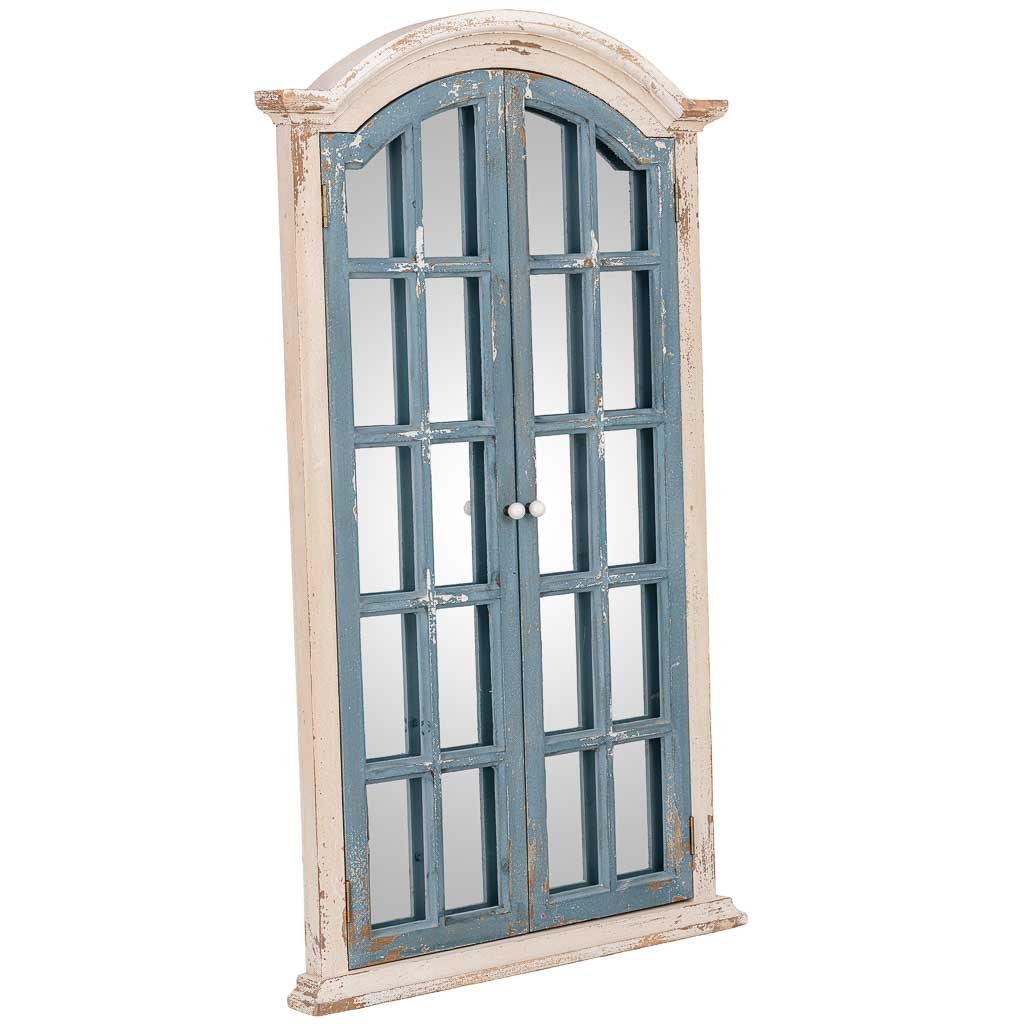 Wonderlust Deco - Espejo de pared de madera blanco y azul 72.5x7x121.5h cm Azul 72.5x7x121.5h cm