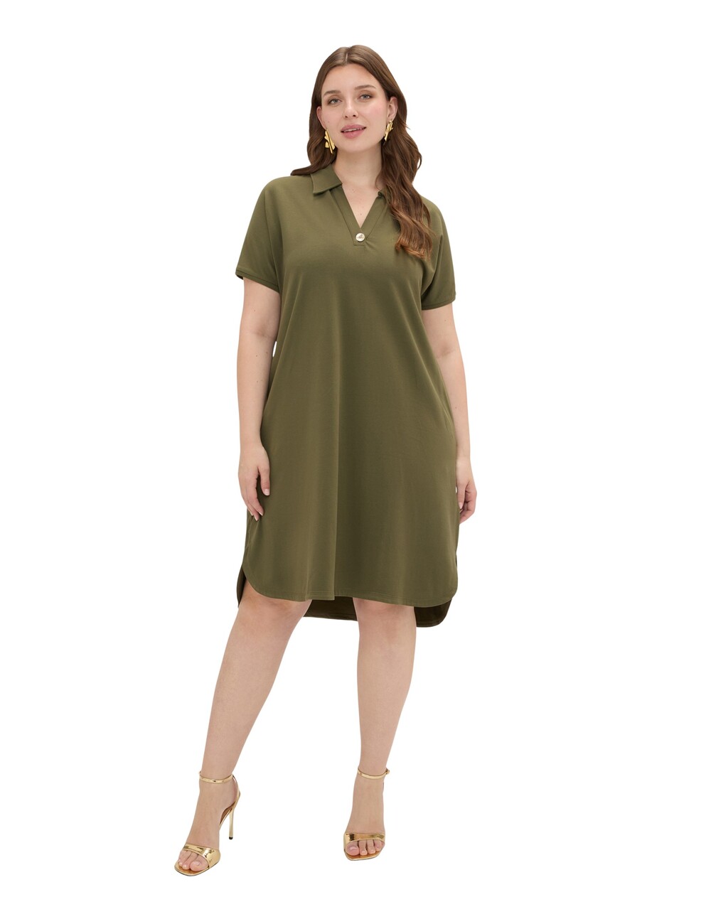 Fiorella Rubino - Vestido con cuello polo y botón joya