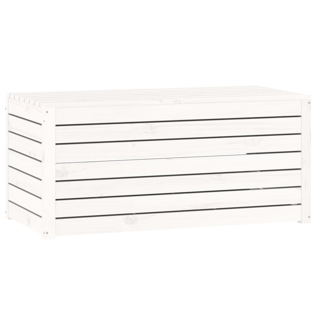 vidaXL Baúl de jardín madera maciza de pino blanco 101x50,5x46,5 cm