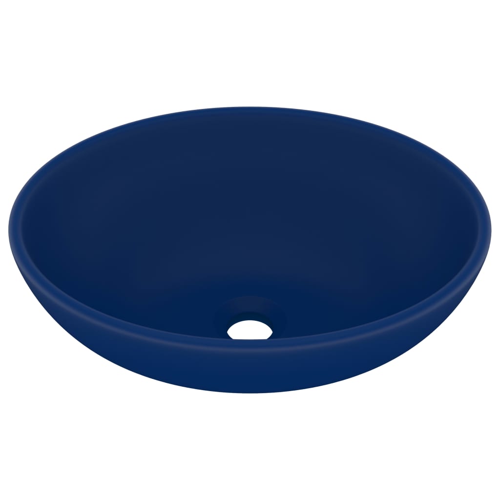 vidaXL Lavabo de Lujo Ovalado Cerámica Mate Tocador Montado Encima Color matte light blue,  matte dark blue,  matte white y mas