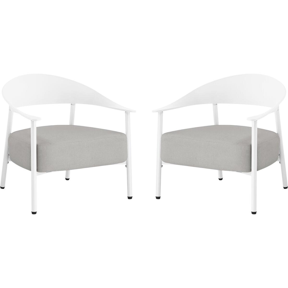 Habitat y Jardin - Lote de 2 sillones de jardín "Céora" de plástico y metal - Blanco