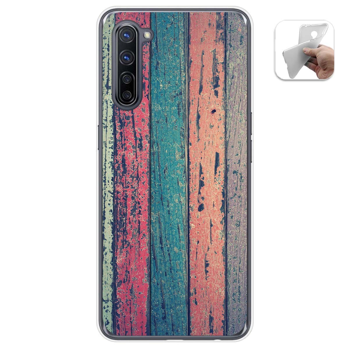 Tumundosmartphone Funda Gel Tpu para Oppo Find X2 Lite diseño Madera 10 Dibujos