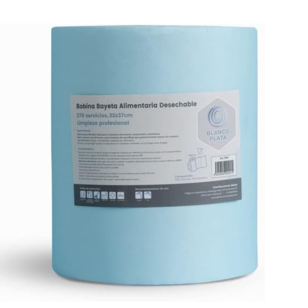 Rollo Bayeta Alimentaria Desechable Blancoplata Precortada. Resistente y Duradera. 270 Servicios 100 Metros - Color Azul