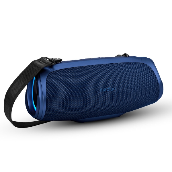 MEDION P61746 Altavoz Bluetooth portátil (batería Recargable, Refuerzo de Graves, Efectos de luz RGB, protección IPX7 contra el Agua y Robusto, Banco de alimentación Integrado, 2X 15 W RMS) Azul