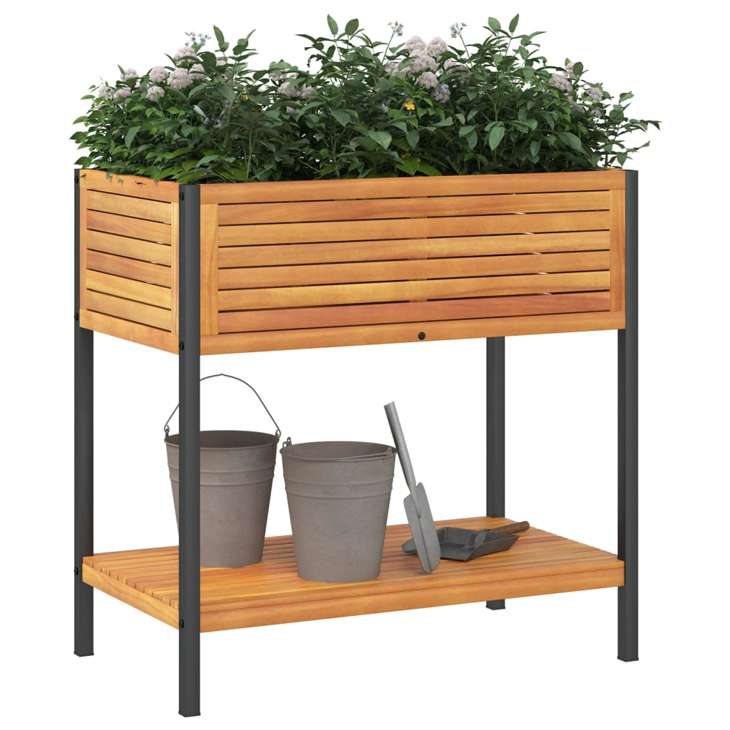 Vidaxl Jardinera Maceta Madera Maciza Acacia y Acero