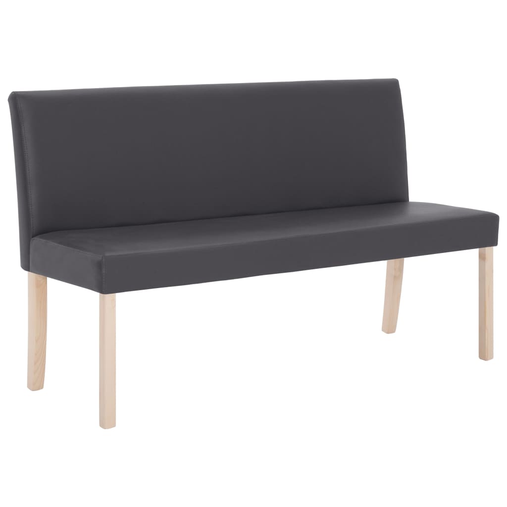 vidaXL Banco de cuero sintético 139,5 cm gris