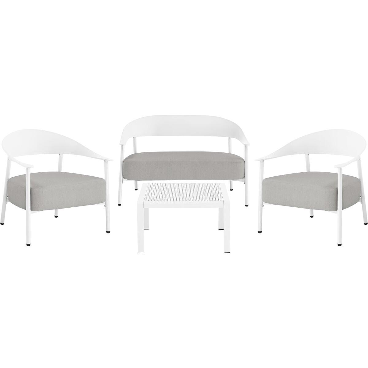 Habitat y Jardin - Conjunto de muebles de jardín "Céora" de metal y plástico - 4 plazas - Blanco