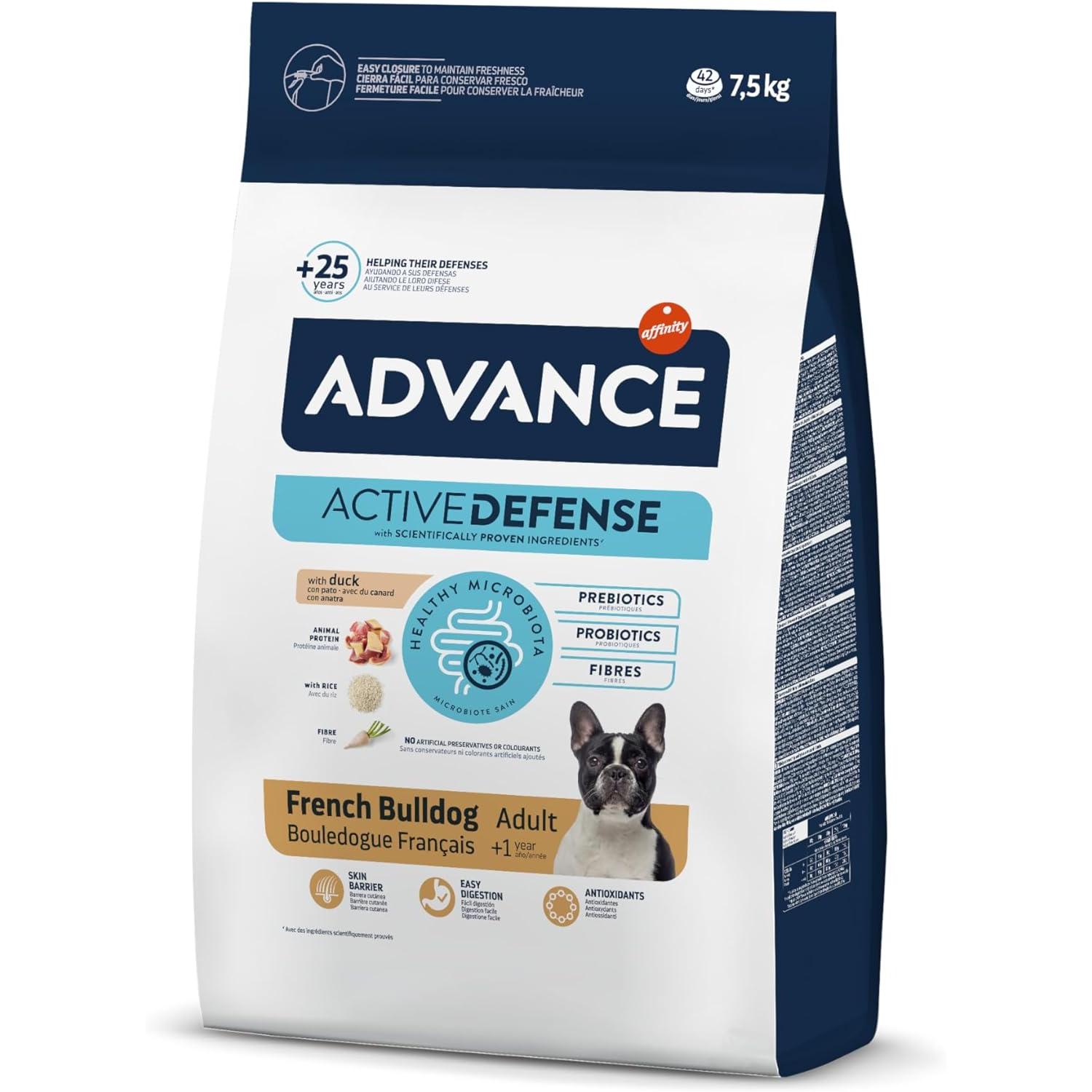 7.5 Kg - ADVANCE BULLDOG FRANCÉS ACTIVE DEFENSE PATO Y ARROZ PIENSO PARA PERROS