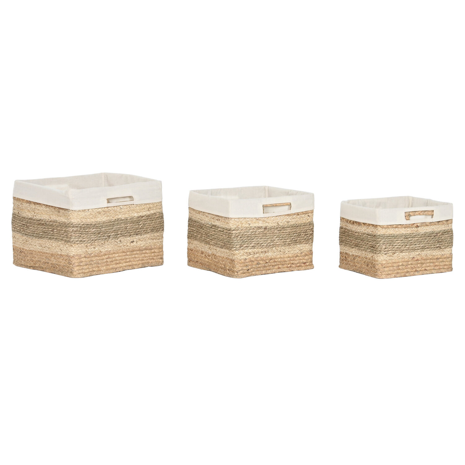 Cesta set 3 seagrass tela 40x33x28 natural , La mejor decoración para tu hogar.