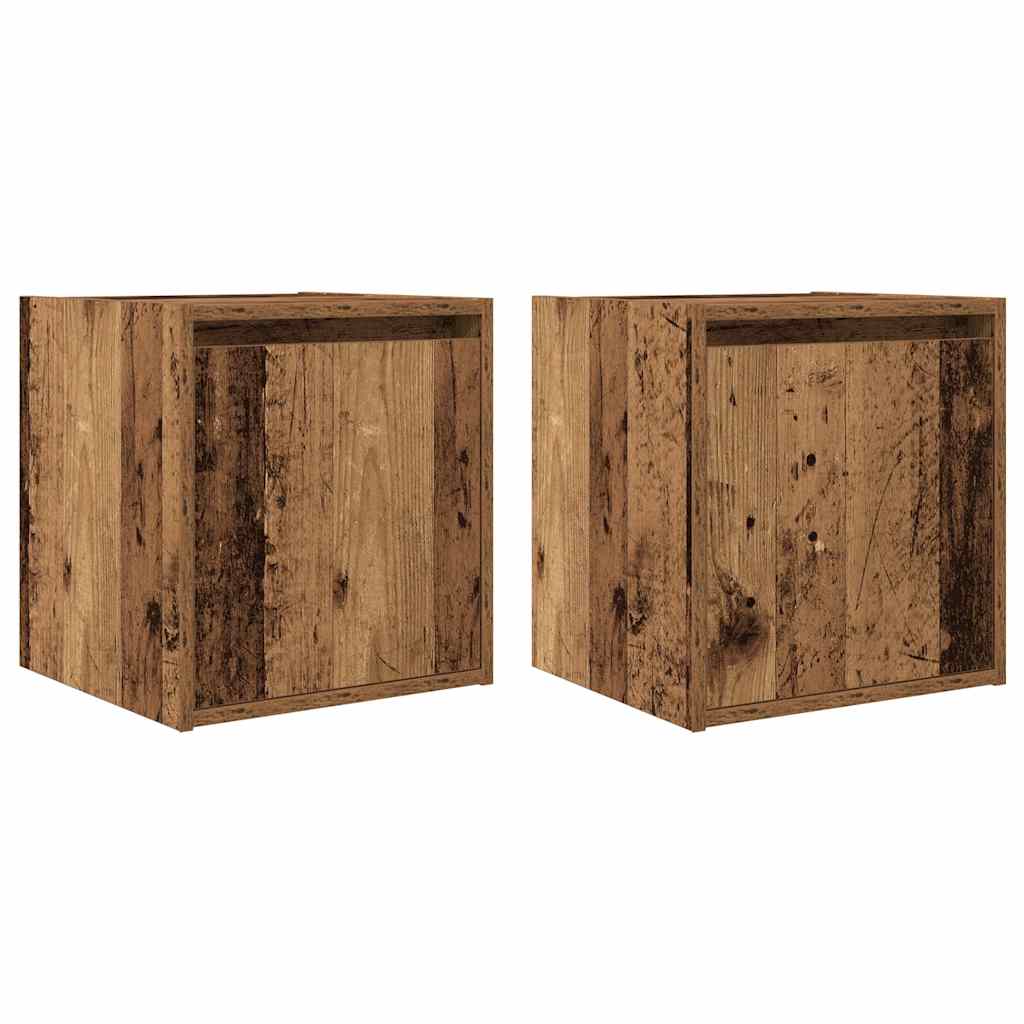 vidaXL Mesillas de noche de pared 2 uds 38x34x40 cm en color Roble ahumado/Madera antigua/Roble artisan y más | cómodas modernas ergonómicas para comedor cocina salón hogar