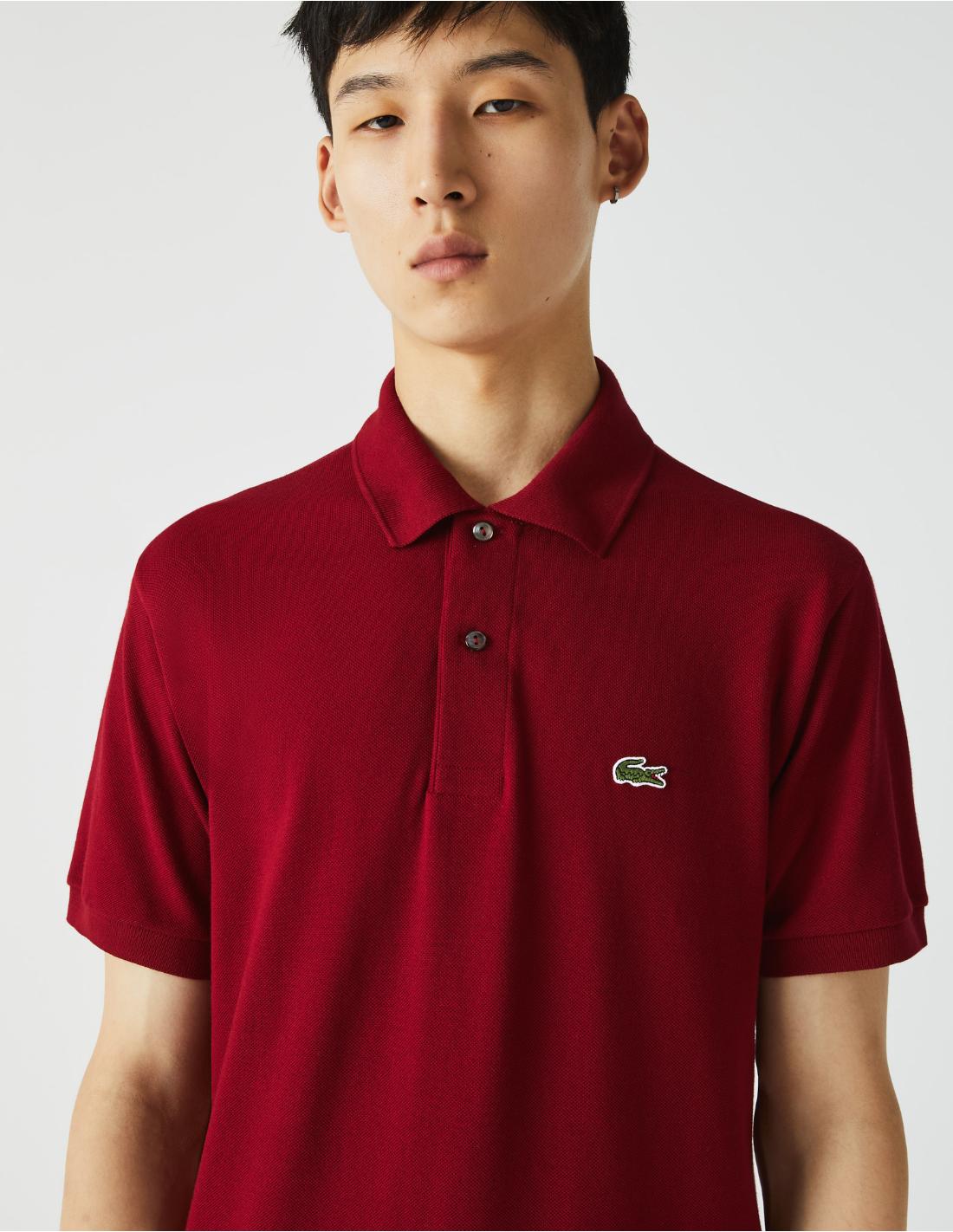Polo Lacoste L.12.12 Hombre Burdeos - Original Manga Corta Algodón Piqué LACOSTE