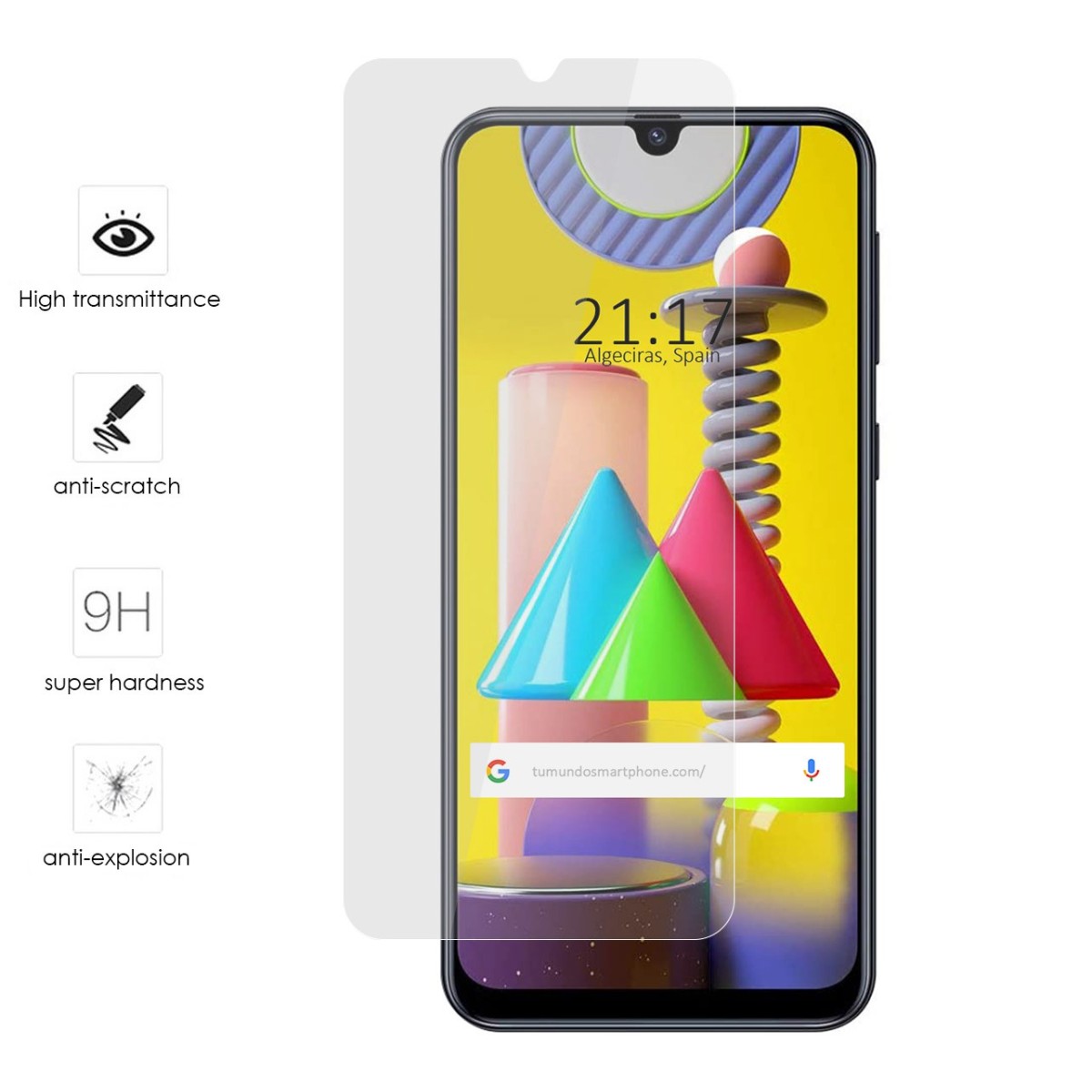 Tumundosmartphone Protector Cristal Templado para Samsung Galaxy M31 Vidrio