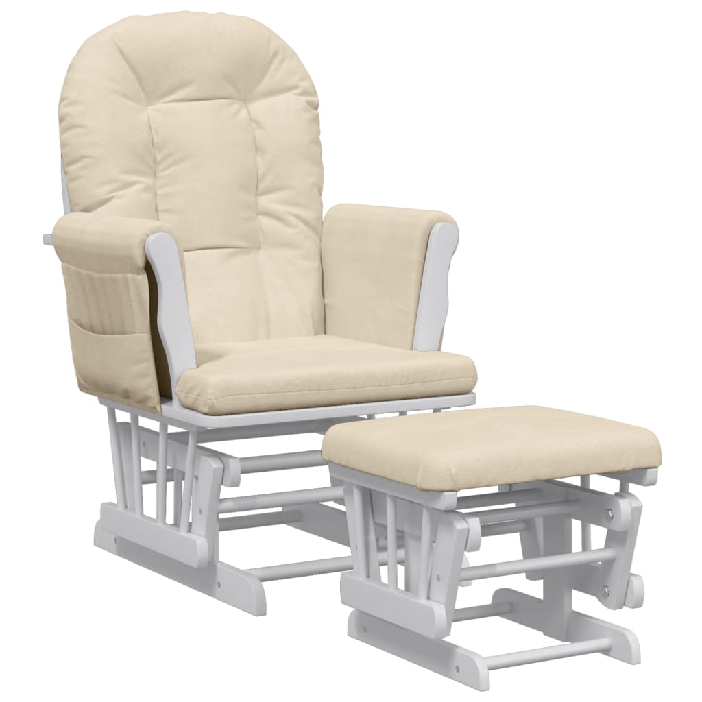 vidaXL Sillón de Lactancia con Taburete Silla Mecedora Asiento Salón Tela