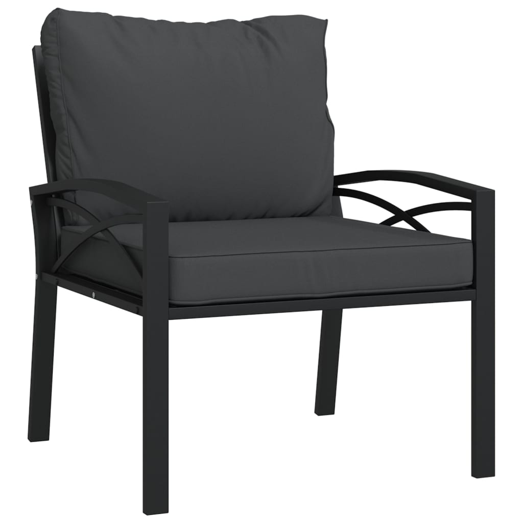 Vidaxl Silla de Jardín Acero con Cojines 68x76x79 Cm Gris