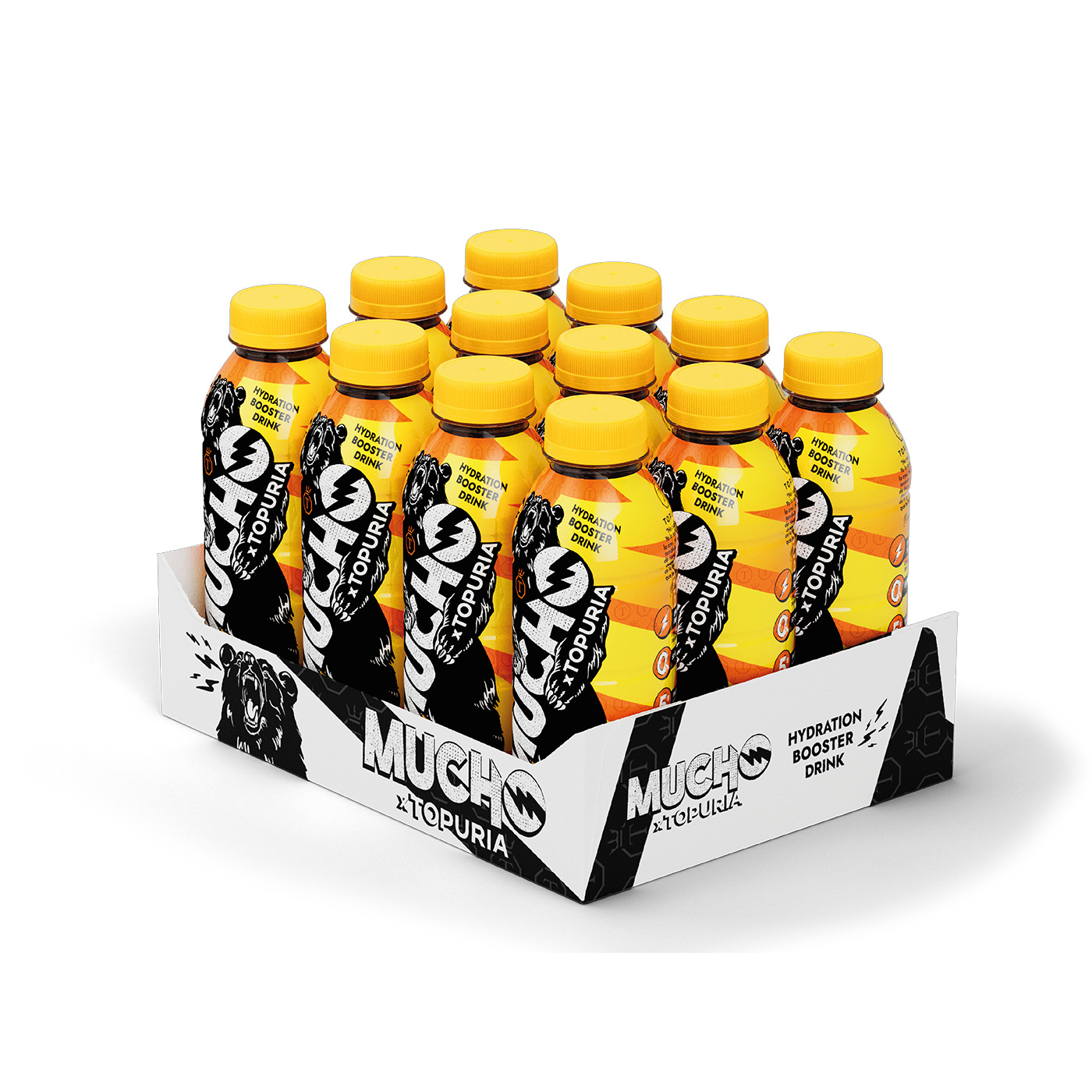 Mucho x Topuria: Bebida Hidratante Pack 12 Botellas de 500 ml. 4 Sabores Disponibles: Cherry KO - Watermelon Champ - Mango Chao - Apple Clutch