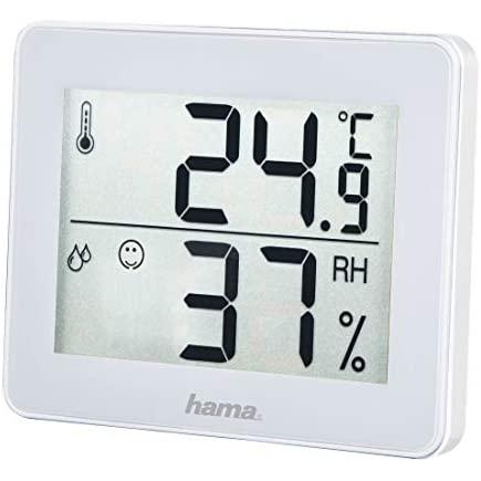 Hama | Termómetro e Higrómetro Digital (Control de humedad y temperatura de interiores, Almacenamiento de datos), Color Blanco