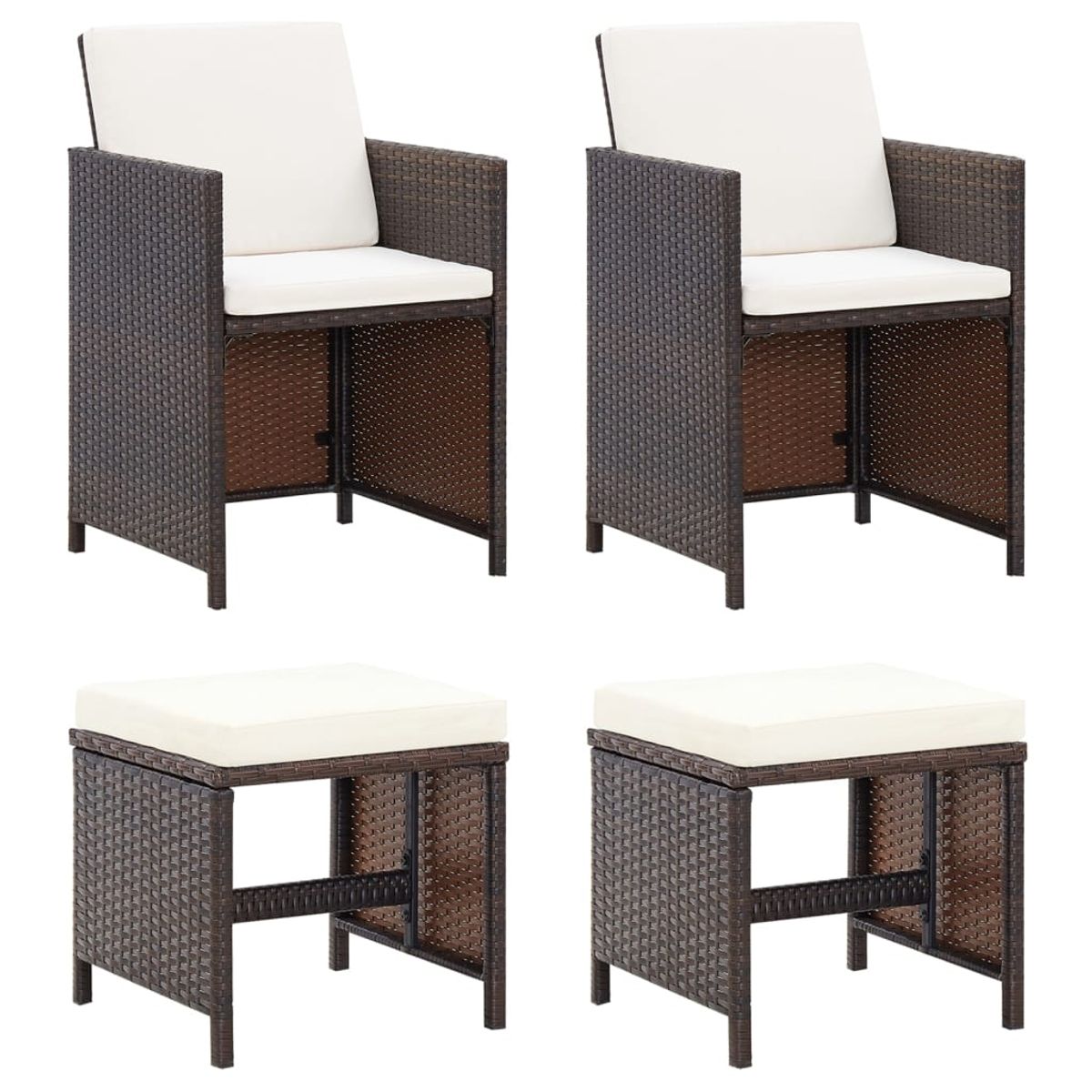Conjunto de jardín Huanchaco 2 sillones + taburetes ratán PE