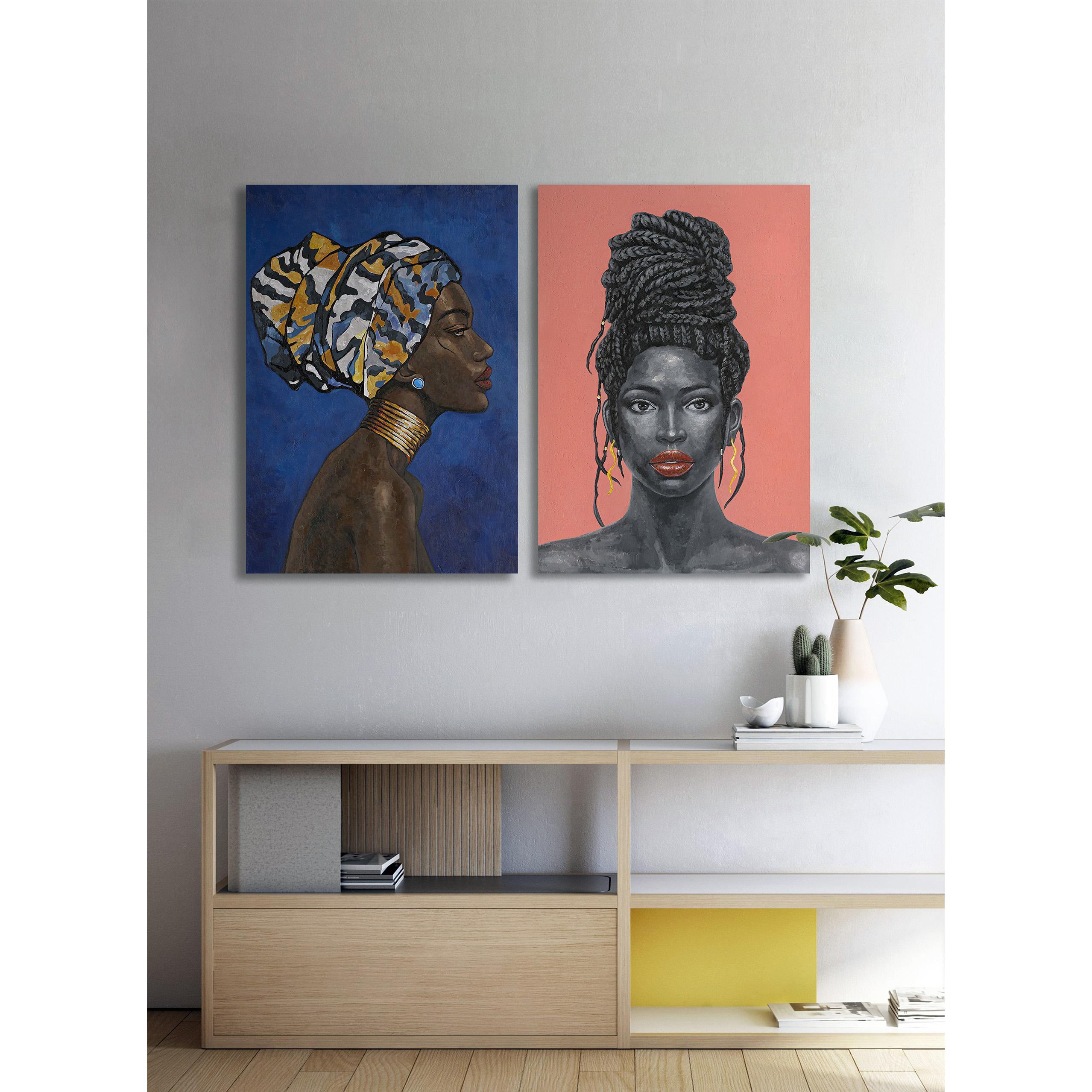 Hispanohogar Set de 2 Cuadros Impresos en Lienzo Africa 50x70 Cm