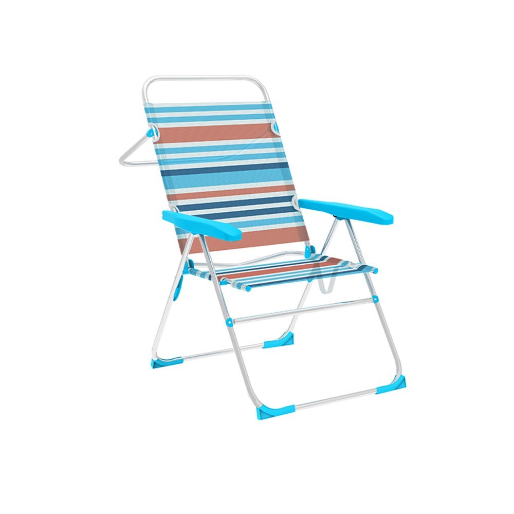 Marbueno Silla Plegable 5 Posiciones Aluminio Rayas Playa
