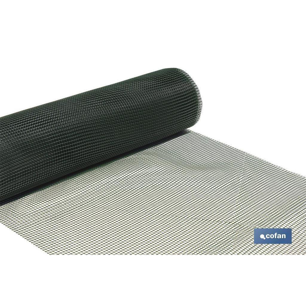Malla plast. cuadrada jardin 10mm verde 1x25m